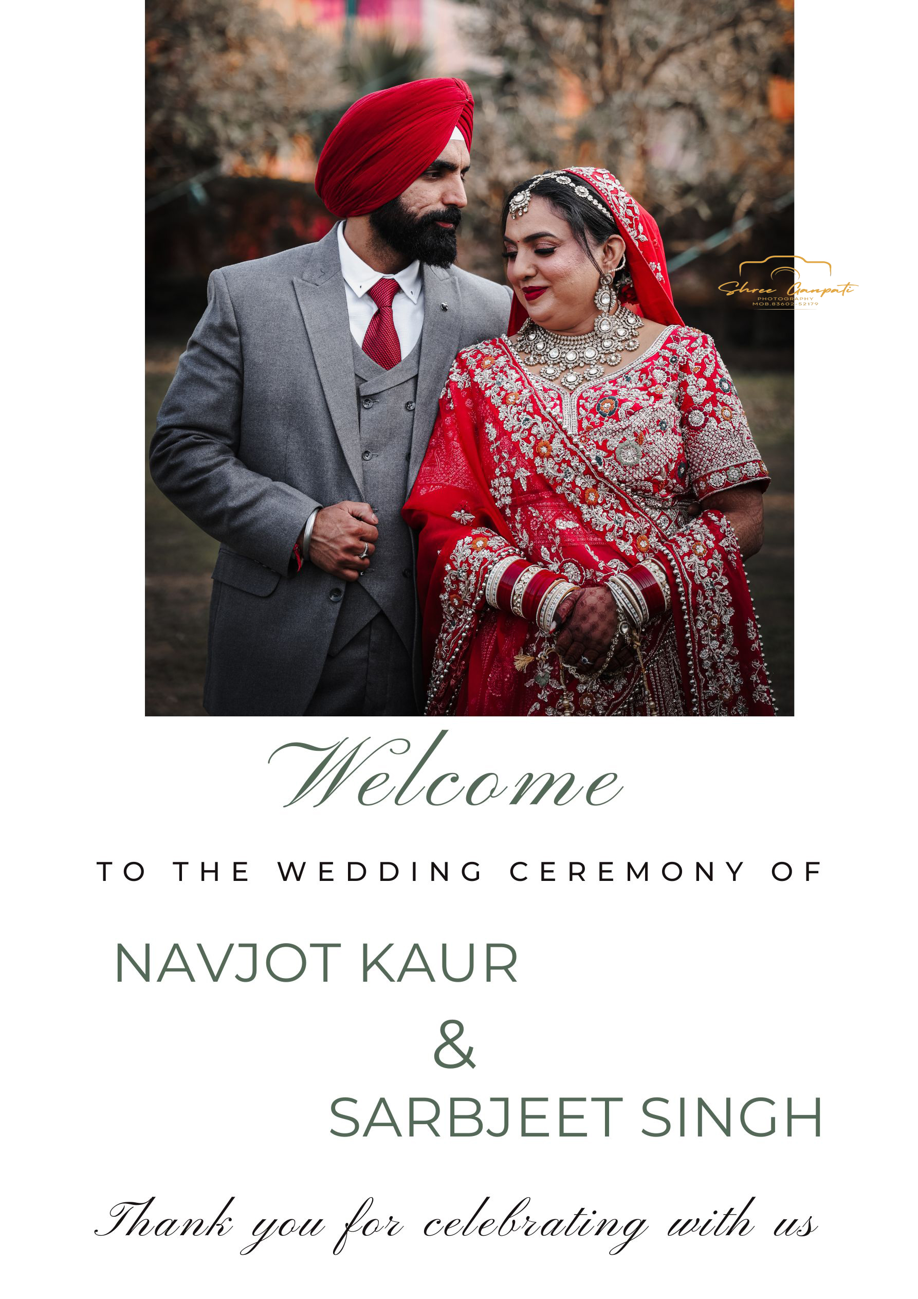 Green and White Modern Welcome Wedding Poster - 1